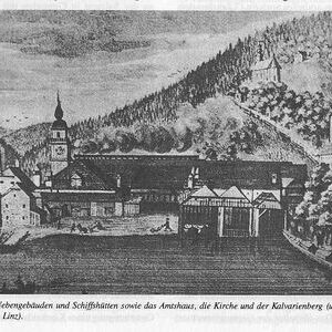 Um 1804, mit Kalvarienbergkirche